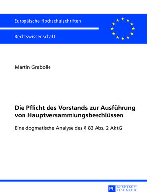 cover image of Die Pflicht des Vorstands zur Ausfuehrung von Hauptversammlungsbeschluessen